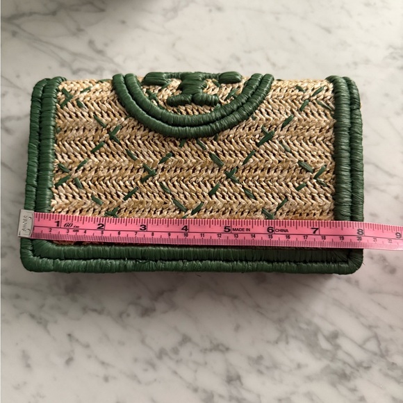 Tory Burch raffia and green leather Crossbody Bag - Picture 9 of 11